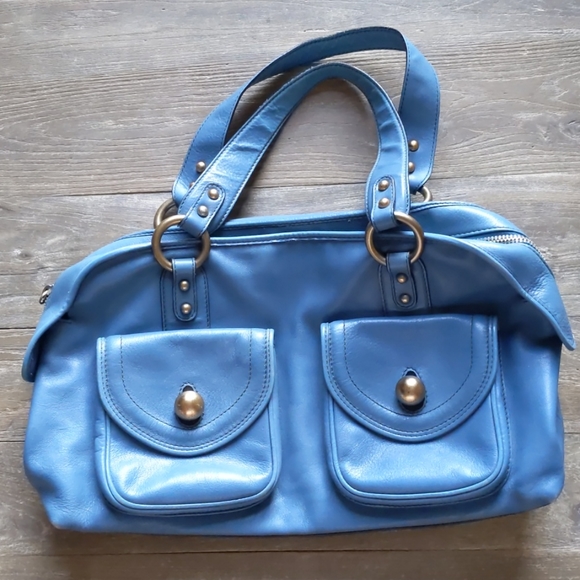 Marc Jacobs Handbags - Marc Jacobs Blue Leather Bag with Gold Hardware